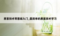 黑客技术零基础入门_最简单的黑客技术学习