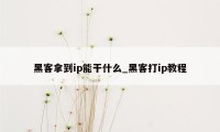 黑客拿到ip能干什么_黑客打ip教程