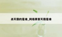 杀灭霸的是谁_网络黑客灭霸是谁