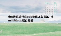 dns协议运行在udp协议之上 端口_dns针对udp端口扫描