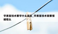 学黑客技术要学什么语言_学黑客技术需要懂编程么