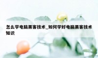 怎么学电脑黑客技术_如何学好电脑黑客技术知识