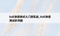 kali渗透测试入门到实战_Kali渗透测试的书籍