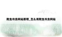 爬虫攻击网站原理_怎么用爬虫攻击网站