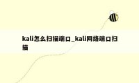 kali怎么扫描端口_kali网络端口扫描