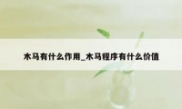 木马有什么作用_木马程序有什么价值