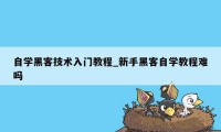 自学黑客技术入门教程_新手黑客自学教程难吗