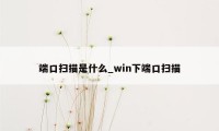 端口扫描是什么_win下端口扫描