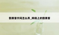 假黑客代码怎么弄_网络上的假黑客