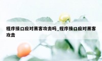 程序接口应对黑客攻击吗_程序接口应对黑客攻击