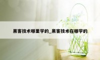 黑客技术哪里学的_黑客技术在哪学的