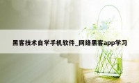 黑客技术自学手机软件_网络黑客app学习