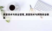 黑客技术与安全管理_黑客技术与网络安全联盟