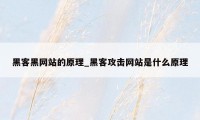 黑客黑网站的原理_黑客攻击网站是什么原理