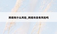 网络有什么风险_网络攻击有风险吗