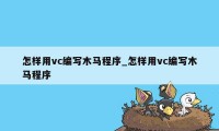 怎样用vc编写木马程序_怎样用vc编写木马程序