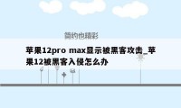 苹果12pro max显示被黑客攻击_苹果12被黑客入侵怎么办