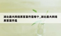 湖北最大网络黑客案件是哪个_湖北最大网络黑客案件是