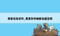 黑客交友软件_黑客软件破解友趣互娱