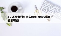 ddos攻击利用什么原理_ddos攻击手段有哪些