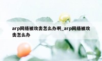 arp网络被攻击怎么办啊_arp网络被攻击怎么办