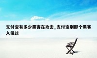 支付宝有多少黑客在攻击_支付宝别那个黑客入侵过