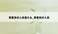 黑客技术人员是什么_黑客技术人员