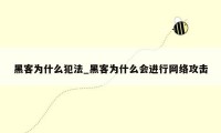 黑客为什么犯法_黑客为什么会进行网络攻击