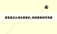 黑客是怎么成为黑客的_网络黑客如何发展