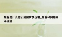 黑客是什么他们到底有多厉害_黑客和网络高手区别