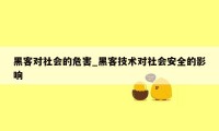 黑客对社会的危害_黑客技术对社会安全的影响