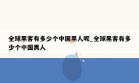 全球黑客有多少个中国黑人呢_全球黑客有多少个中国黑人