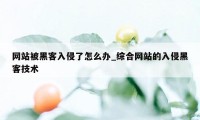 网站被黑客入侵了怎么办_综合网站的入侵黑客技术