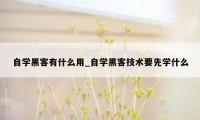 自学黑客有什么用_自学黑客技术要先学什么