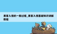 黑客入侵的一般过程_黑客入侵基础知识讲解教程