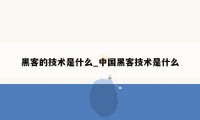 黑客的技术是什么_中国黑客技术是什么