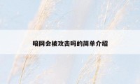 暗网会被攻击吗的简单介绍