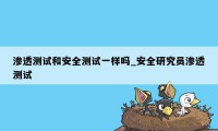 渗透测试和安全测试一样吗_安全研究员渗透测试